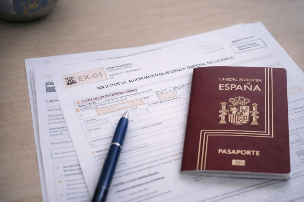 Documentos de residencia y pasaporte para trámites de inmigración en España